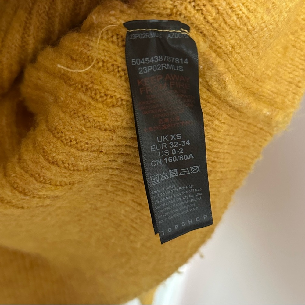 Topshop Mustard Ribbed Button Front Cardigan - Picture 4 of 5
